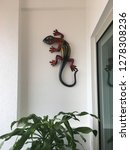 Metal Lizard Decor On White Wall