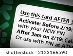 Activation label on the debit card