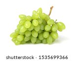 Fresh Green Grapes With Leaves. ...