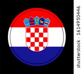 round flag of croatia on black... | Shutterstock .eps vector #1614950446
