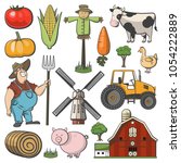 farm decorative icon set with... | Shutterstock .eps vector #1054222889