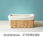 Empty Straw Basket With White...