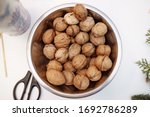 Walnuts In A Chromed Bucket On...