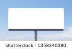 blank billboard size ratio 32:12 on blue sky background with selection path. 3D rendering