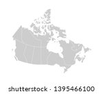 Vector isolated illustration of simplified administrative map of Canada. Borders of the provinces (regions). Grey silhouettes. White outline