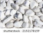Selective focus of white pebble pattern, White grey gravel surface, Natural stone floor in the garden, Rock material texture, Abstract background.