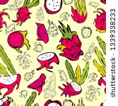 dragon fruit pattern. all... | Shutterstock .eps vector #1339338233