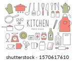hand drawn pretty kitchen tools | Shutterstock .eps vector #1570617610