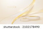 realistic cream podium with... | Shutterstock .eps vector #2102178490