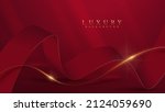 golden curve line on red luxury ... | Shutterstock .eps vector #2124059690