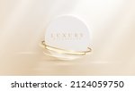 circle frame with gold ribbon... | Shutterstock .eps vector #2124059750