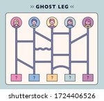 ghost leg game board. flat... | Shutterstock .eps vector #1724406526