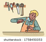 A Carpenter Is Working With A...