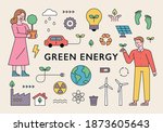 green energy icons and people... | Shutterstock .eps vector #1873605643