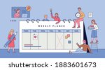weekly planner and people.... | Shutterstock .eps vector #1883601673