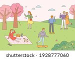 people are doing outdoor... | Shutterstock .eps vector #1928777060