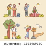 people are hiking with... | Shutterstock .eps vector #1933469180