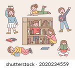 cute children are reading or... | Shutterstock .eps vector #2020234559