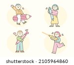 cute children are holding big... | Shutterstock .eps vector #2105964860