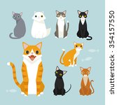 sitting cute vector cats. white ... | Shutterstock .eps vector #354157550