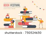 book festival poster concept of ... | Shutterstock .eps vector #750524650