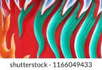 Small photo of Zig zag pattern; red hot as hell vs green relax wave background