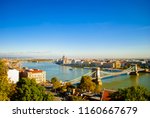 Panorama of Budapest, Hungary. Landscape with Hungarian Parliament Building, Margit island and Chain bridge over Danube river. Autumn cityscape with blue water. Sunny day and cloudless sky in Europe.