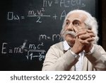 Small photo of BUKOVEL, UKRAINE, OCTOBER 5, 2022: Wax figure of world-famous scientist, theoretical physicist, Nobel laureate, creator of theory of relativity Albert Einstein