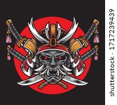 samurai helmet with katana... | Shutterstock .eps vector #1717239439