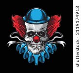 Scary Skull Clown Vector Logo