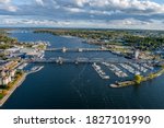 An image of steel bridge and boats located in historic Sturgeon Bay located in Door County Wisconsin