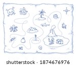 cute pirate's treasure map with ... | Shutterstock .eps vector #1874676976