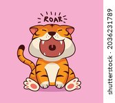 cute tiger roar cartoon... | Shutterstock .eps vector #2036231789