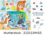 girl takes care of the fish in... | Shutterstock .eps vector #2131134410