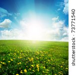 Grassy field landscape under sky and clouds image - Free stock photo ...