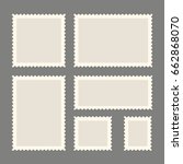 Postage stamps template. Blank rectangle and square postage stamps. Flat style modern vector illustration with retro colors. For for envelopes, postcards or letter retro style paper.
