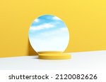 realistic yellow and white 3d... | Shutterstock .eps vector #2120082626