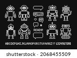 pixel art cartoon robots icons... | Shutterstock .eps vector #2068455509