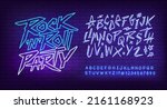 rock party neon light sign with ... | Shutterstock .eps vector #2161168923