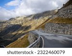 Mountain road in the Swiss Alps. Landscape with a view of the Alps.