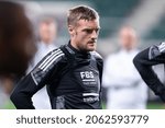 Small photo of WARSAW, POLAND - 29 SEPTEMBER, 2021: Official training session before UEFA Europa League Match, Legia Warszawa vs Leicester City FC o.p: Jamie Vardy of Leicester City