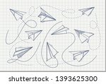 set of paper airplanes   vector ... | Shutterstock .eps vector #1393625300