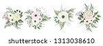 collection of vector bouquets... | Shutterstock .eps vector #1313038610