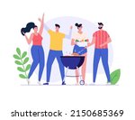 barbecue party concept. people... | Shutterstock .eps vector #2150685369