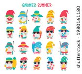 gnomes summer. gnomes wear hats ... | Shutterstock .eps vector #1980161180