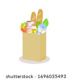 food ang vegetables in brown... | Shutterstock .eps vector #1696035493