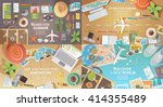flat vector web banners set on... | Shutterstock .eps vector #414355489