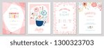 birthday floral card set.... | Shutterstock .eps vector #1300323703
