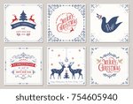 ornate square winter holidays... | Shutterstock .eps vector #754605940