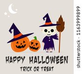happy halloween party... | Shutterstock .eps vector #1163999899